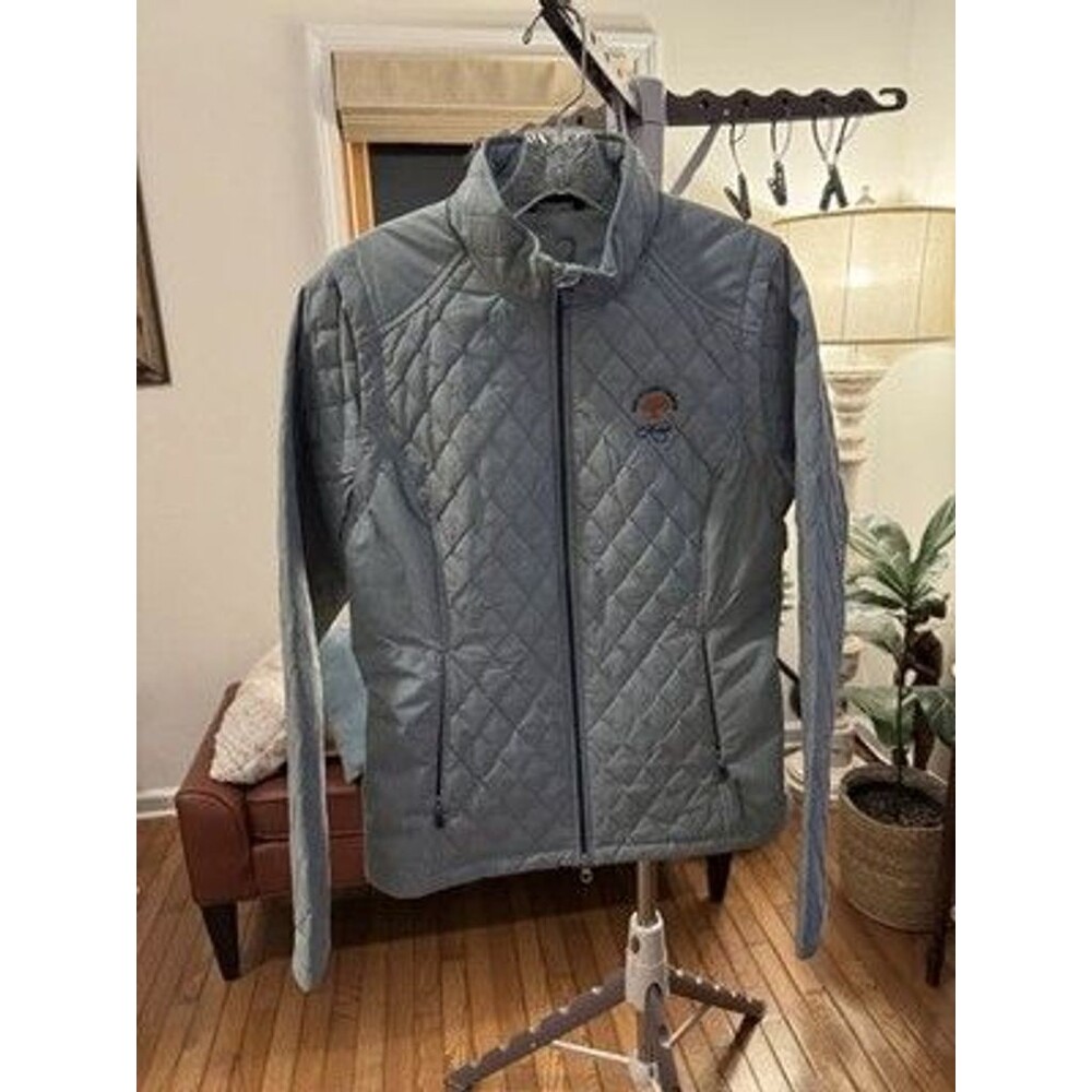 Zero Restriction Womens Medium Gray Zip Quilted Jacket Kiawah Removable Sleeves